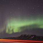 Aurora long exposure with car lights