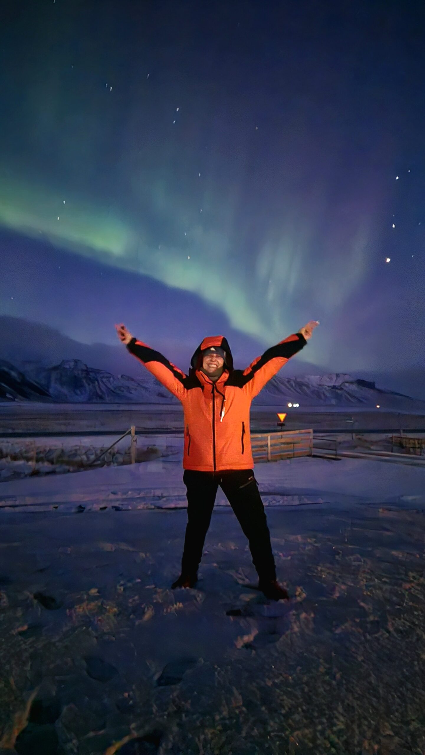Aurora per il compleanno di Maria dalla penisola Snæfellsnes