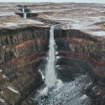 Vista aerea della cascata Hengifoss