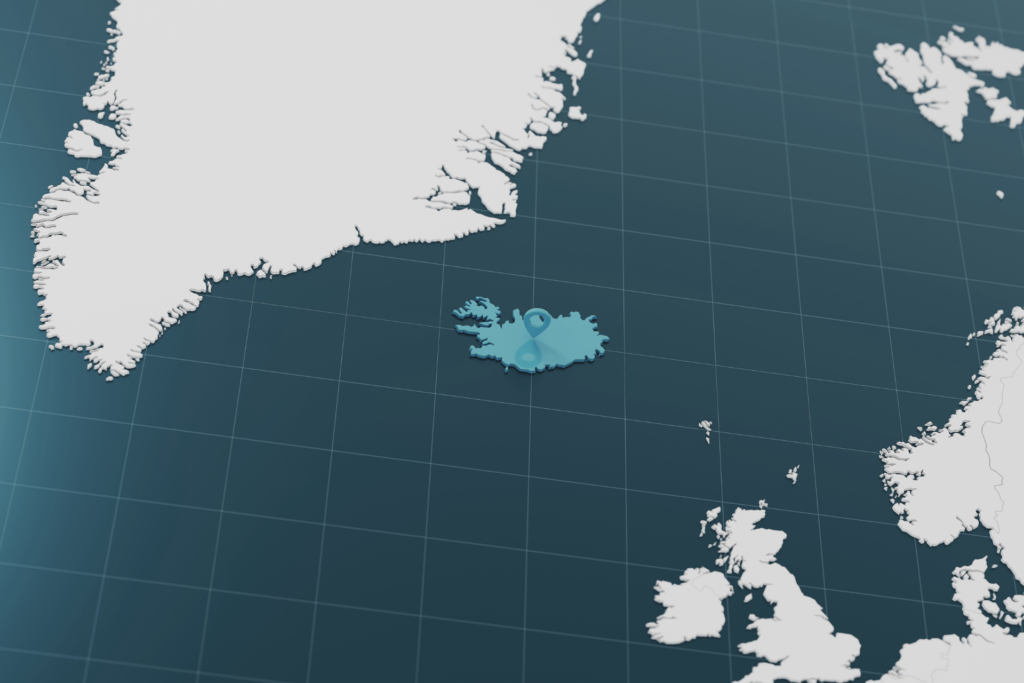 Mappa che mette in evidenza l'Islanda