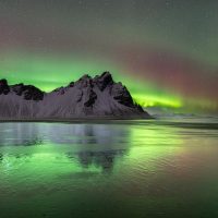 Aurora vista da Vestrahorn
